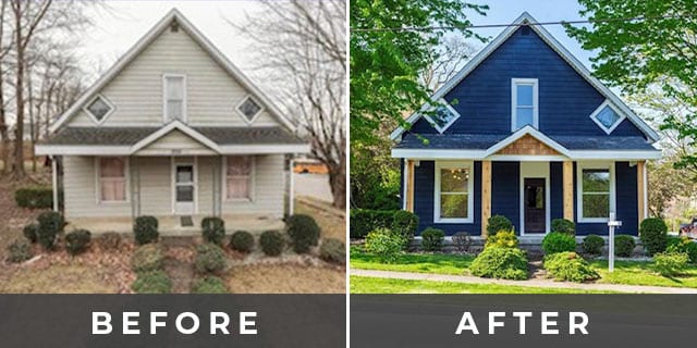 Before and After Home Exterior Front General Contracting