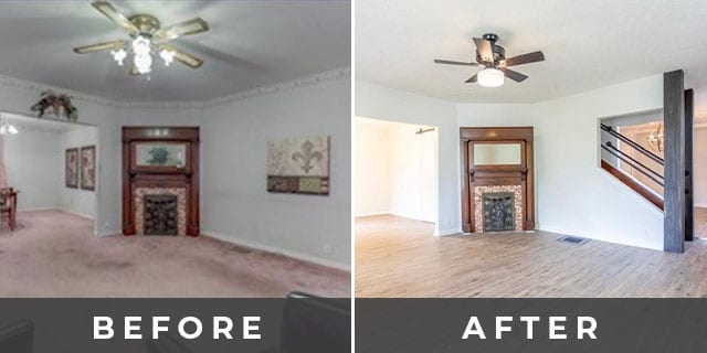 Before and After House Living Room General Contracting